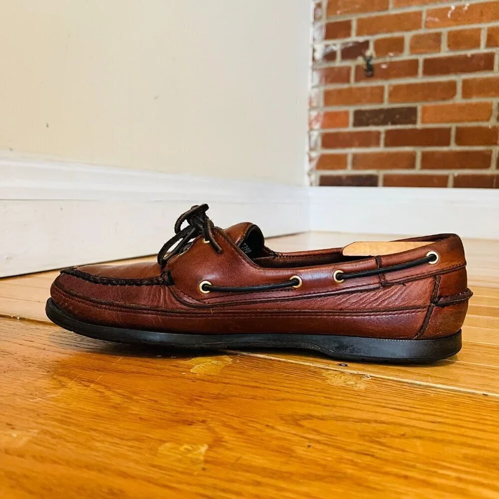 Sebago Brown Leather Boat Deck Shoes Mens US 10